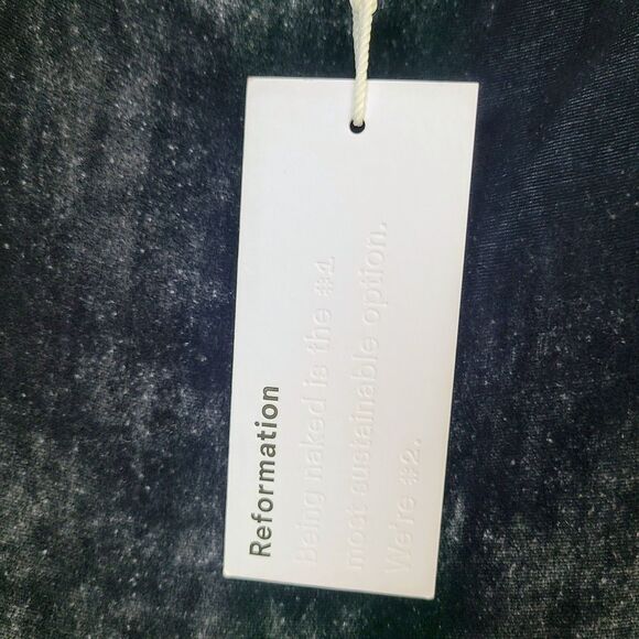 NEW Reformation Dress L Gray Velvet Spaghetti Straps Front Slit Sheath - Picture 5 of 10